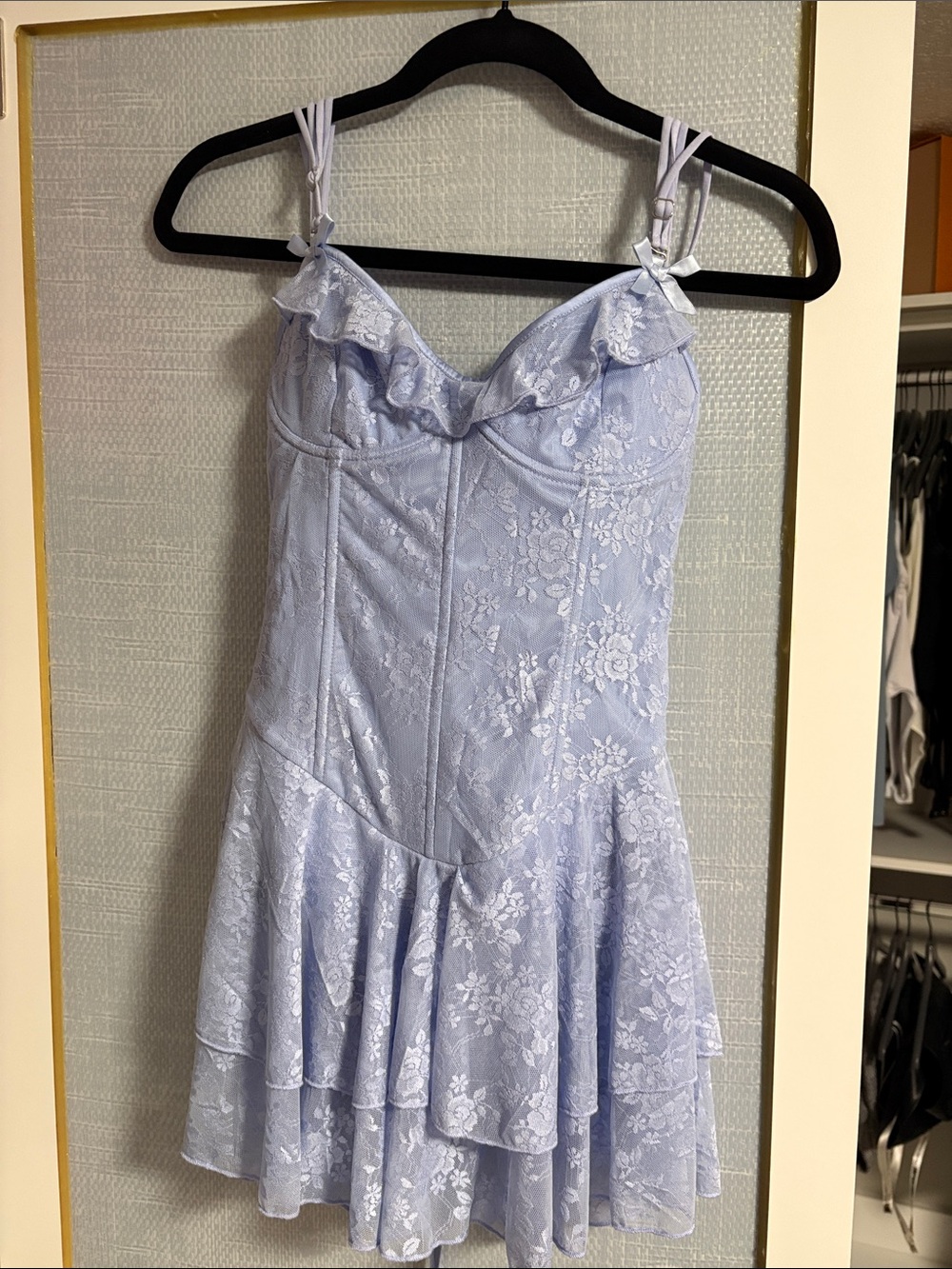 Light Lavender Lace Ruffle Slip Dress - Women's Chemise